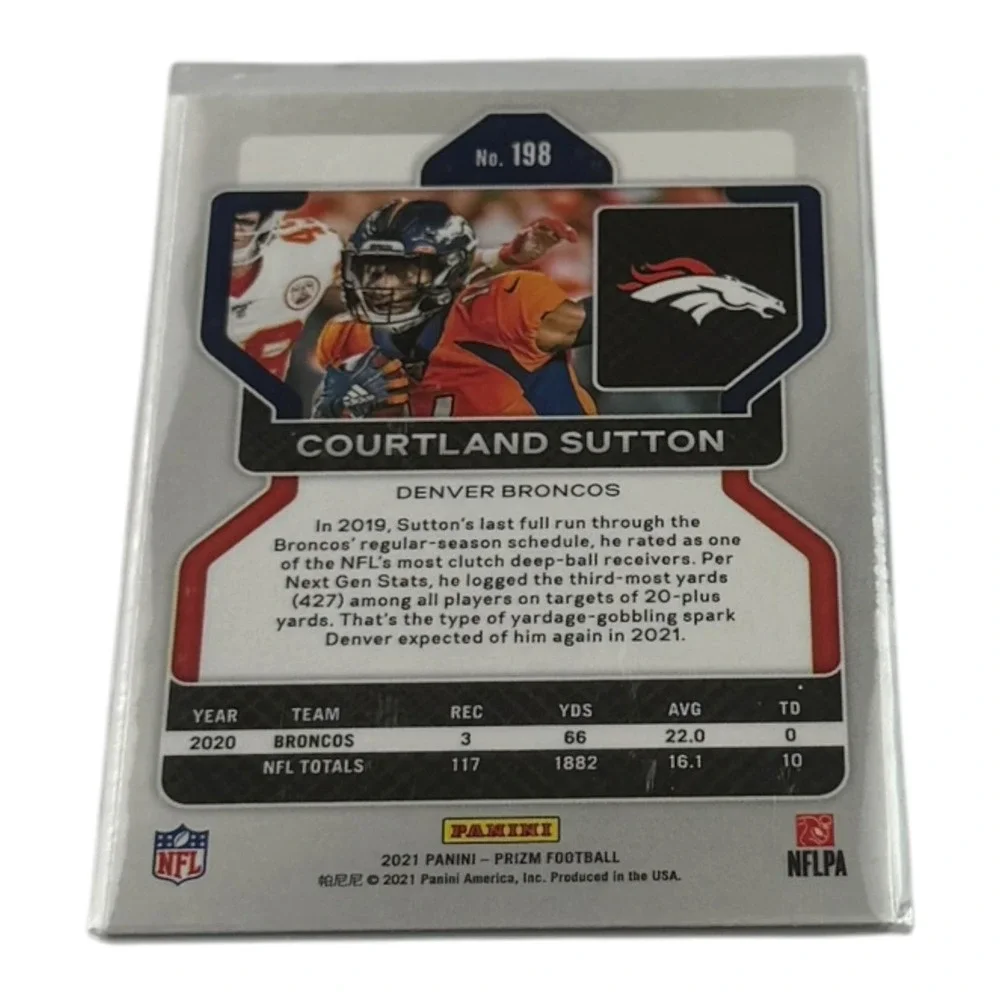 2021 Panini Prizm Courtland Sutton Denver Broncos Silver Prizm Card 198 NFL